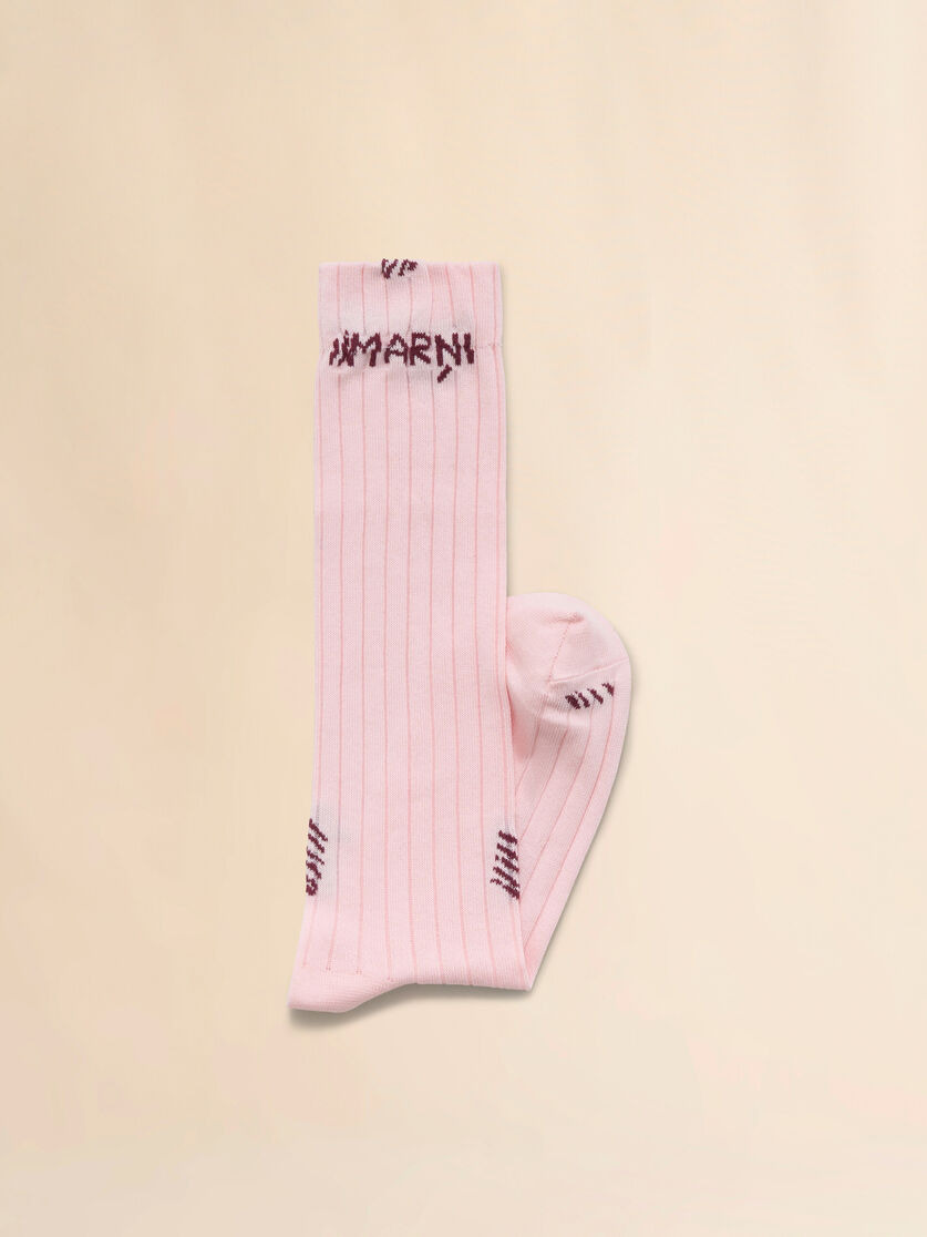 PINK RIBBED COTTON SOCKS WITH MARNI MENDING - 2