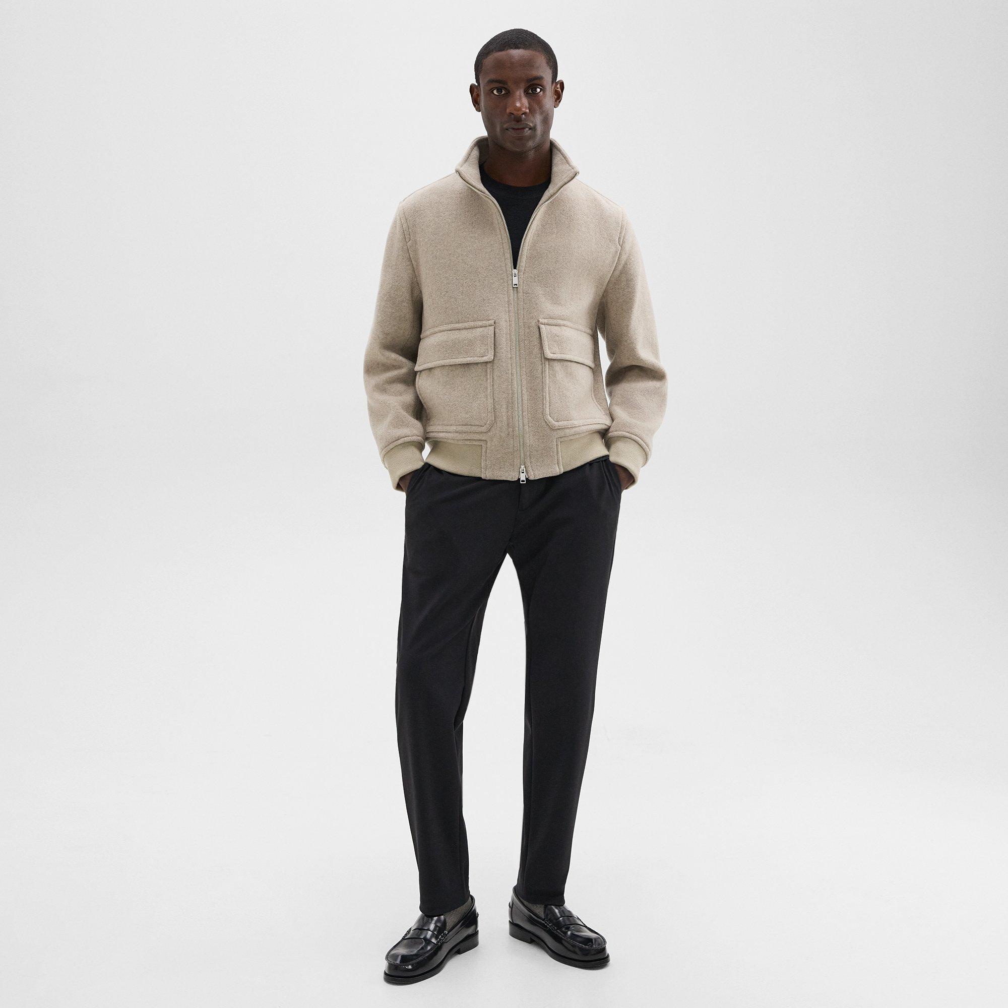 Straight Bomber Jacket in Mélange Wool-Blend Melton - 5