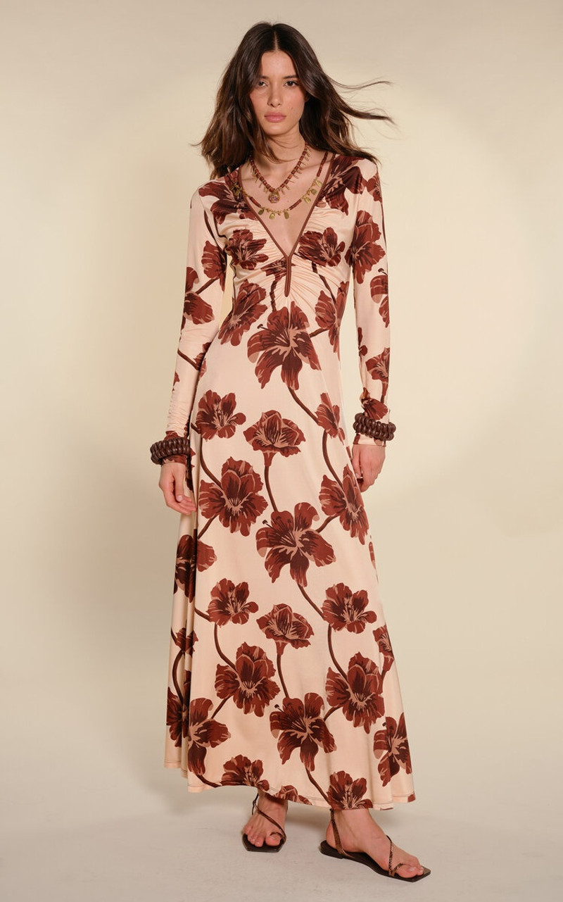 Johanna Ortiz Alma Bordada Maxi Dress nude outlook