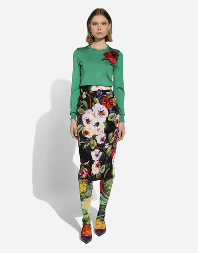 Dolce & Gabbana Silk sweater with flower appliqué outlook
