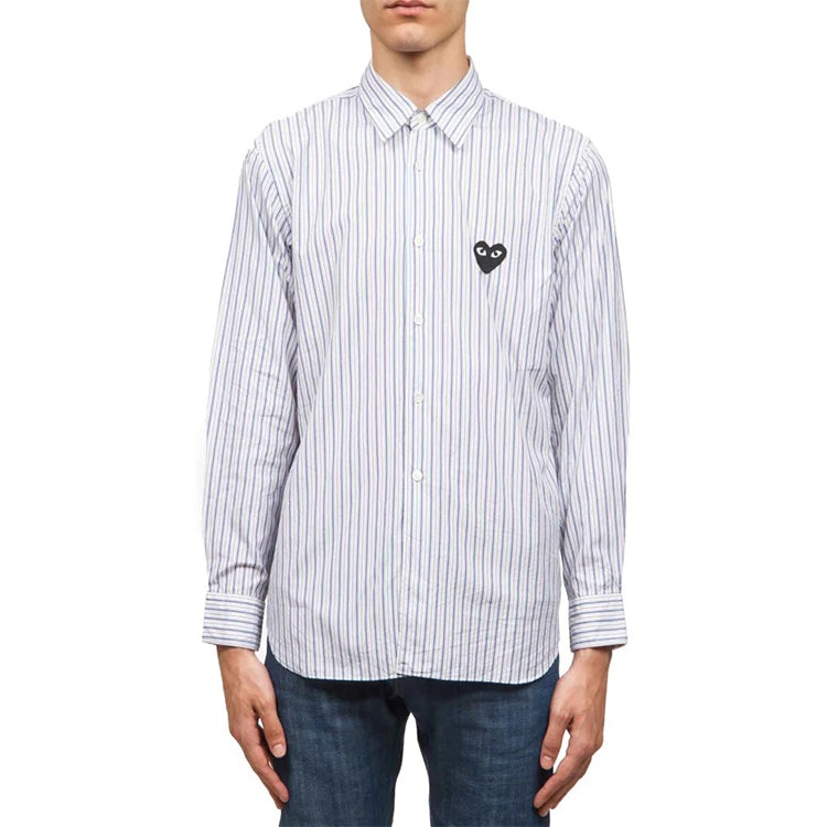 COMME des GARCONS PLAY Striped Shirt Black Emblem 'Blue' AZ-B006-051-1 - 4
