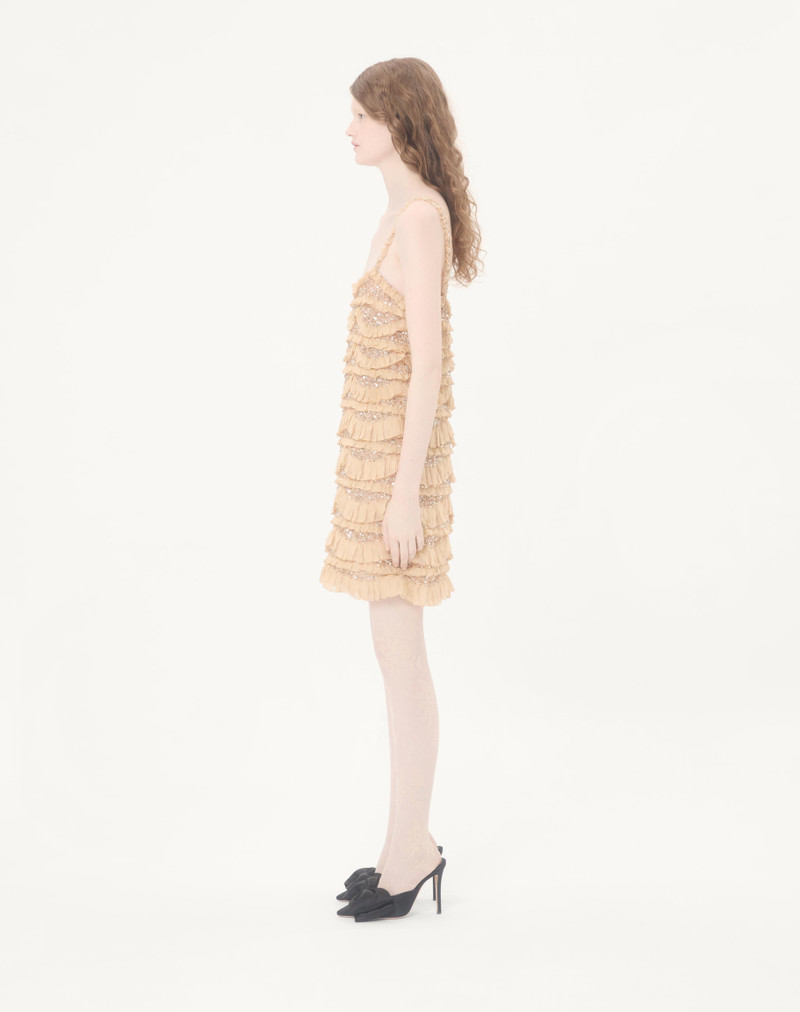 TULLE ILLUSIONE EMBROIDERED SHORT DRESS 5