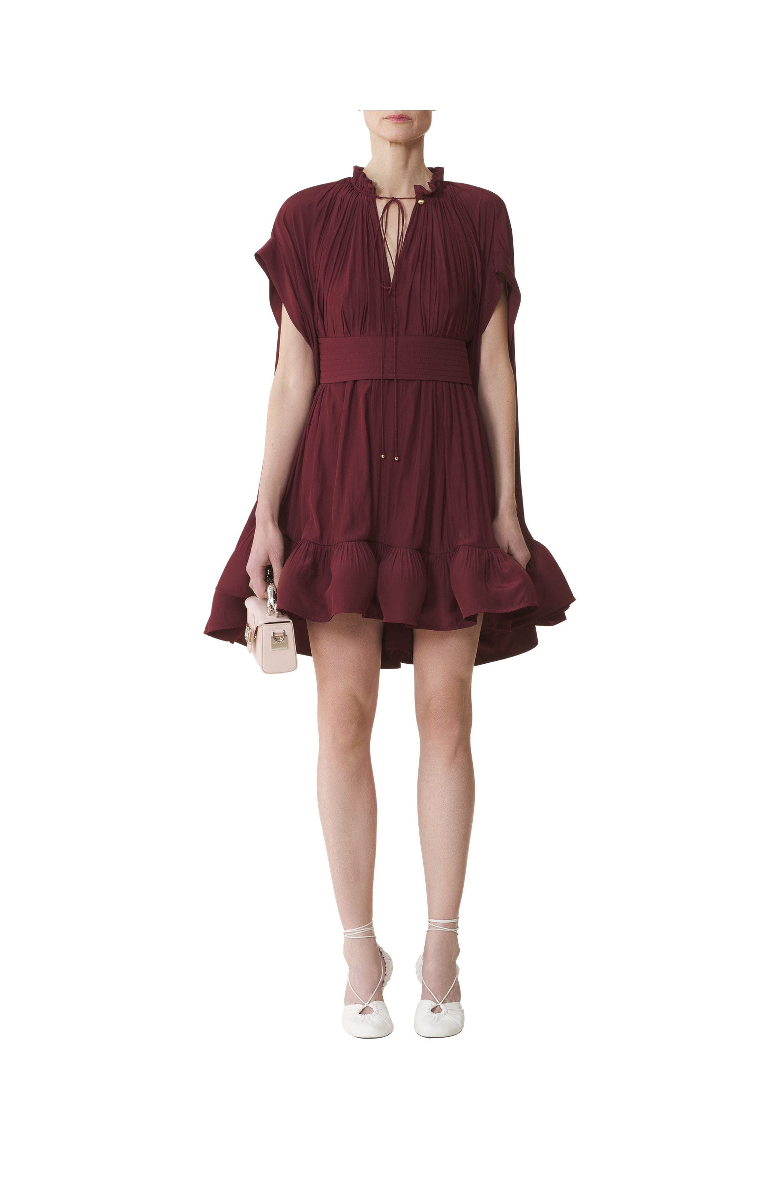 Lanvin Short Charmeuse Dress in Burgundy at Nordstrom - 2