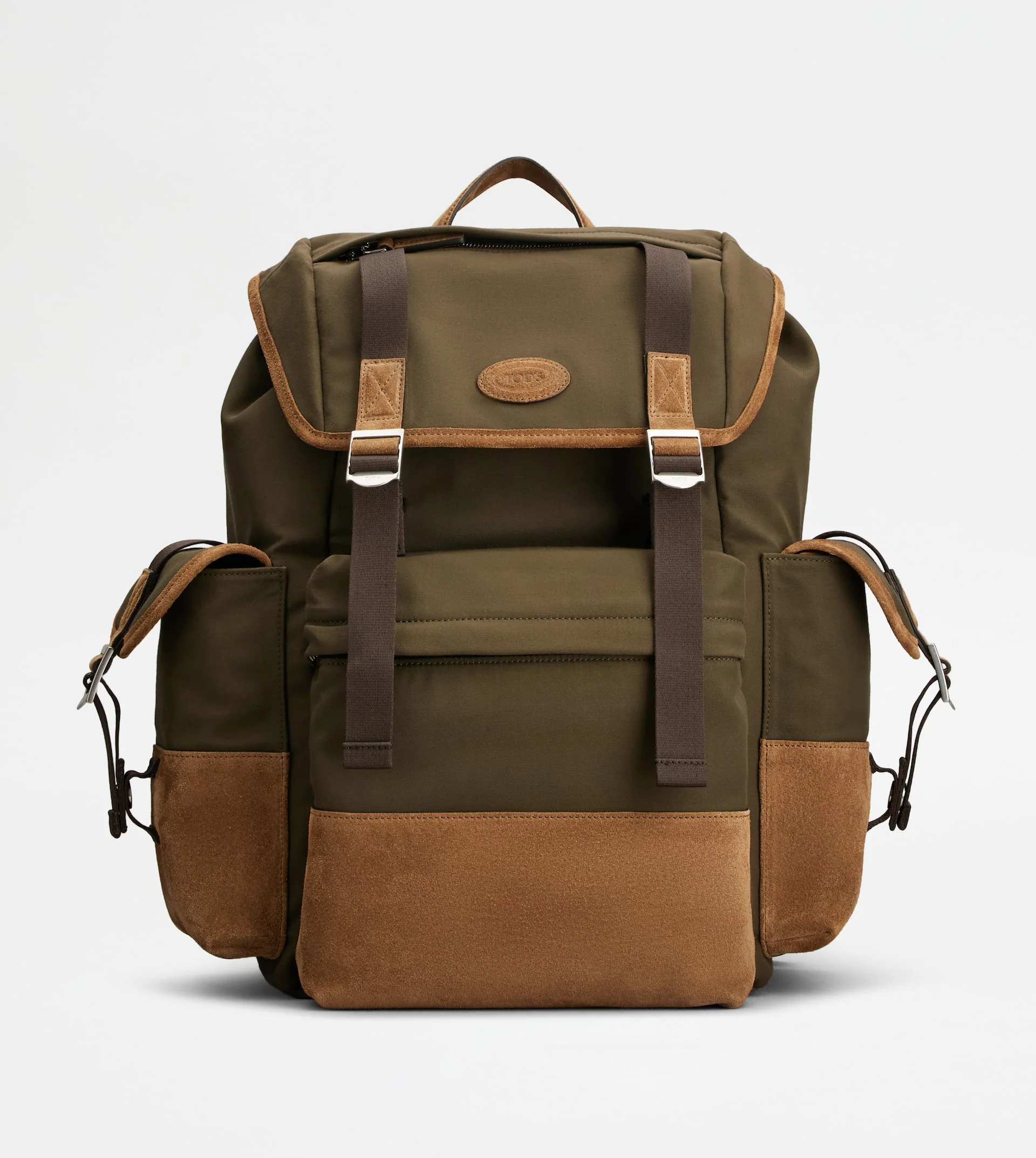 BACKPACK IN FABRIC AND SUEDE MEDIUM - GREEN, BROWN - 1