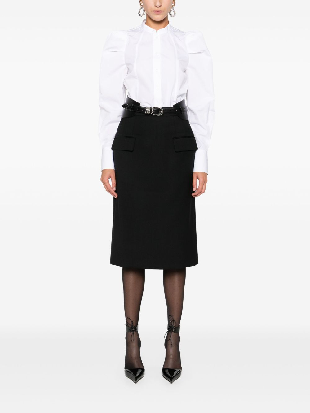 puff-sleeve button-front shirt - 2