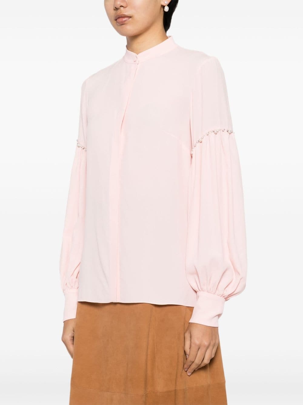 faux-pearl embellished long-sleeve shirt - 3