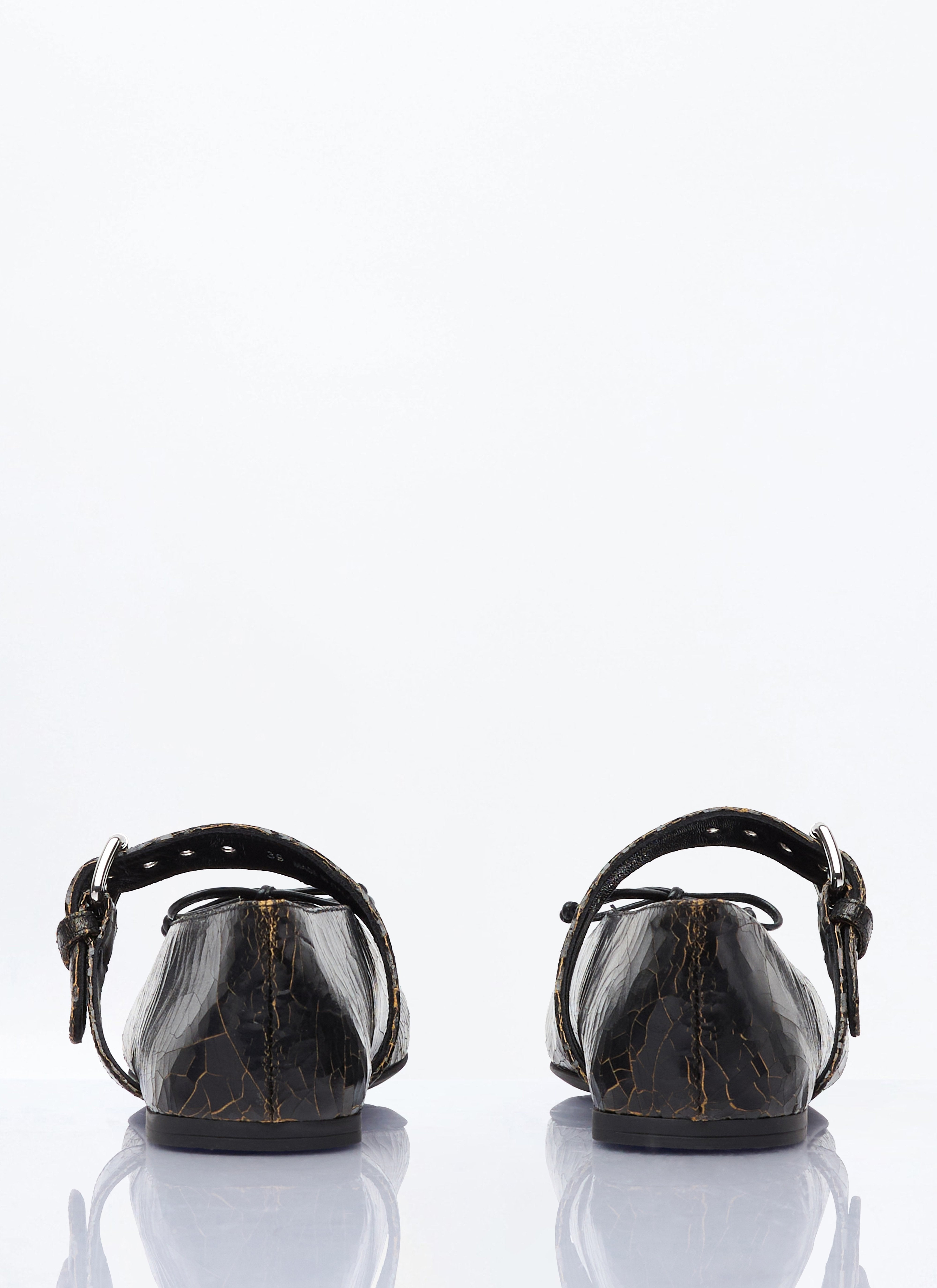 Miu Miu Women Crackled Leather Ballerina Shoes - 5