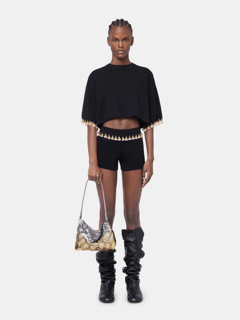 rabanne BLACK MINI SHORTS IN COTTON AND SILK KNIT outlook