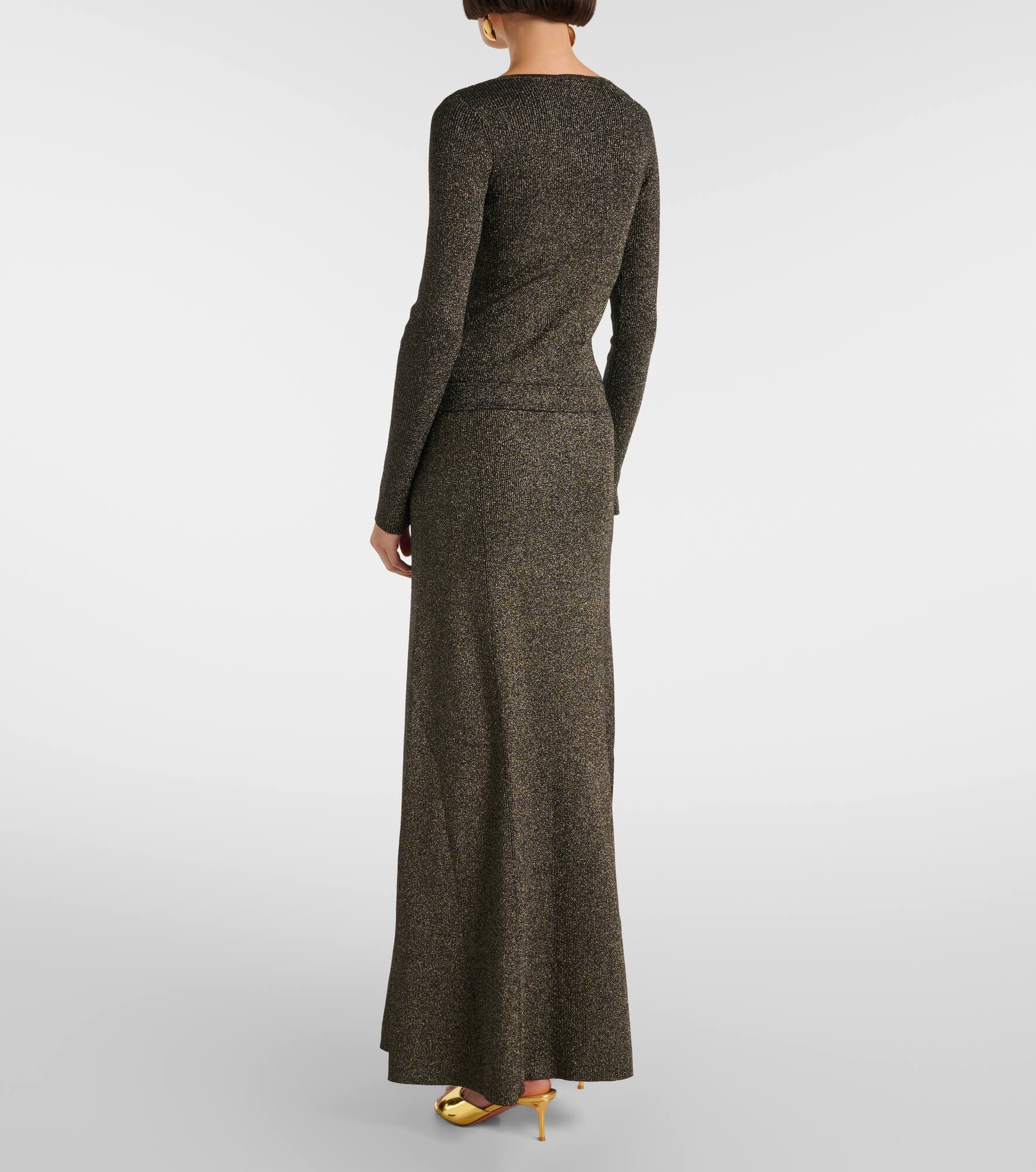 Ribbed-knit lamé maxi skirt - 3