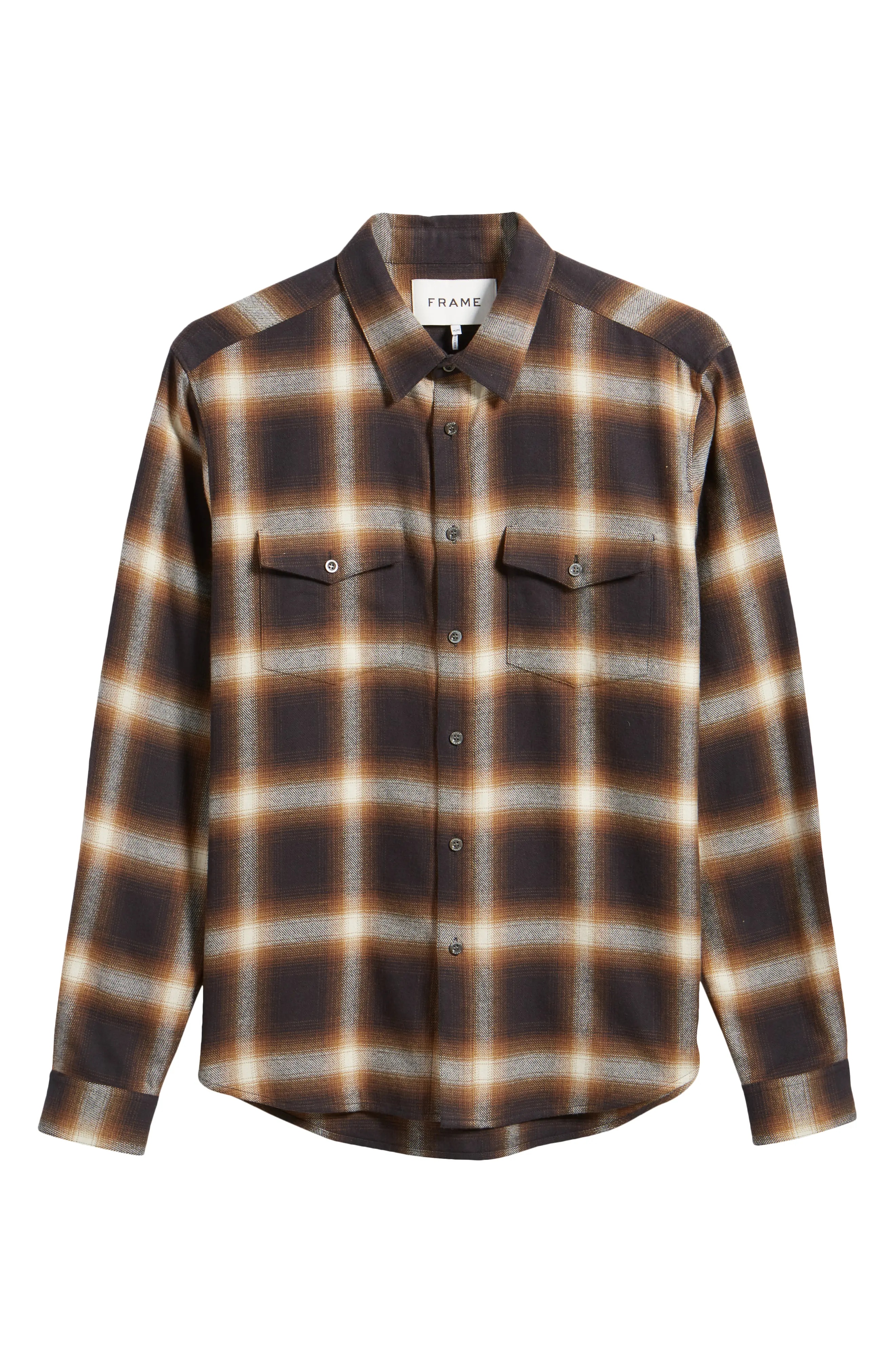 Plaid Brushed Cotton Button-Up Shirt - 6