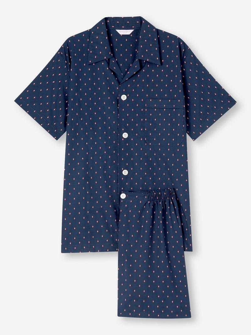 Men's Short Pyjamas Nelson 96 Cotton Batiste Navy - 1