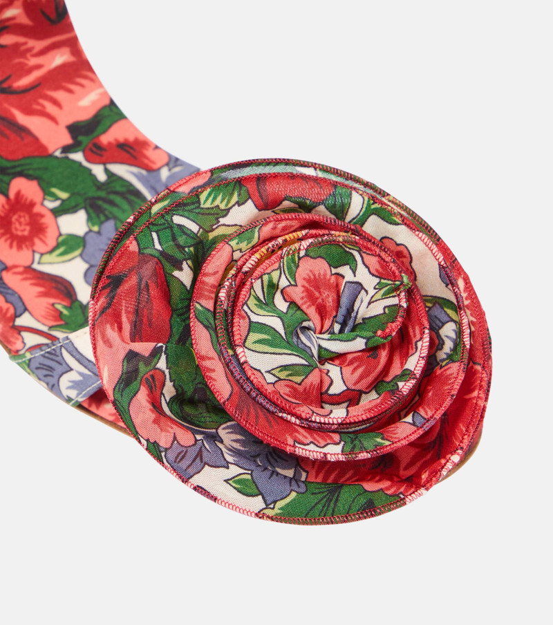 Floral-appliqué satin slingback sandals 6