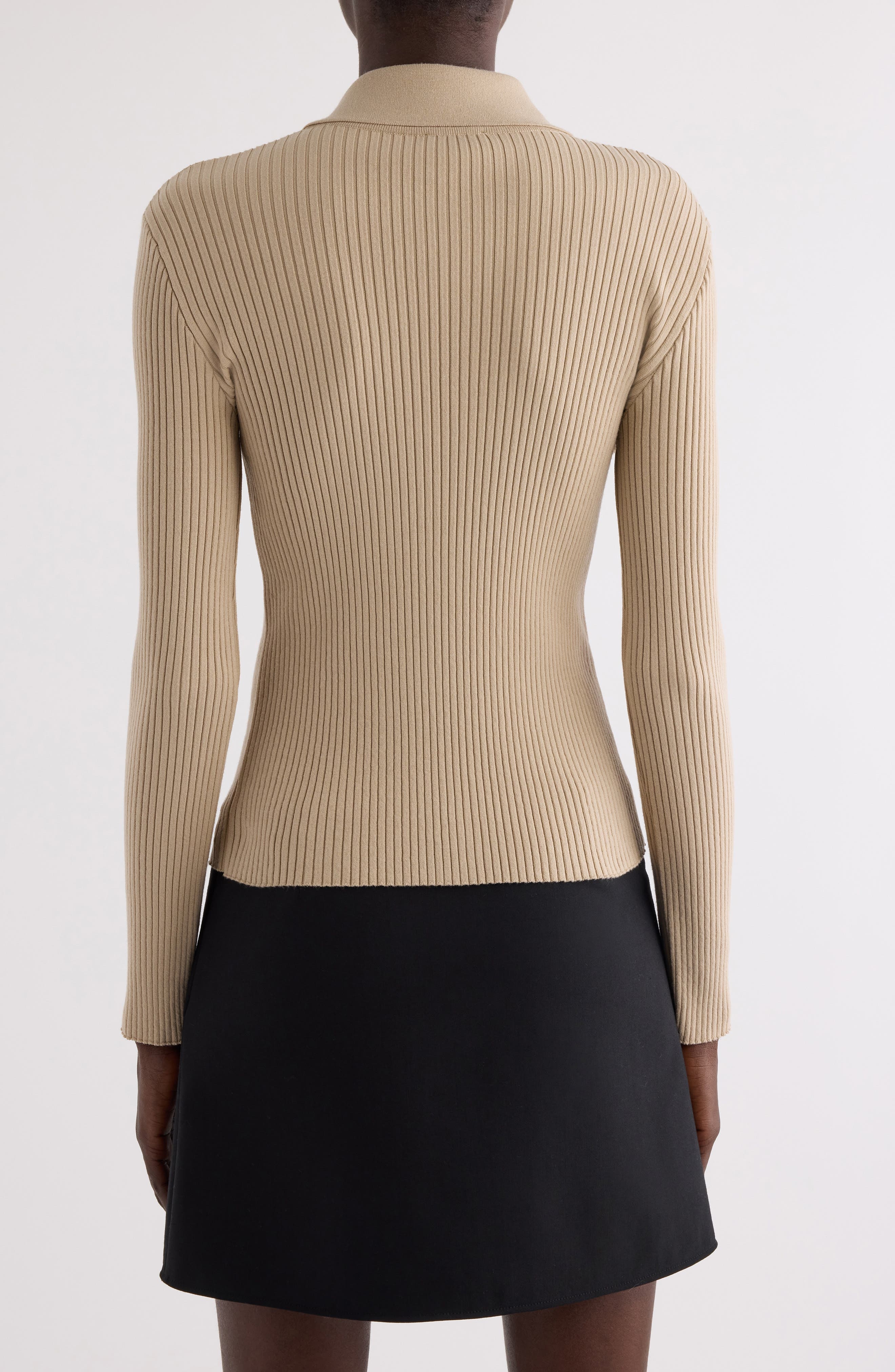 Courrèges Rib Double Zip Cardigan in Dark Sand at Nordstrom - 3