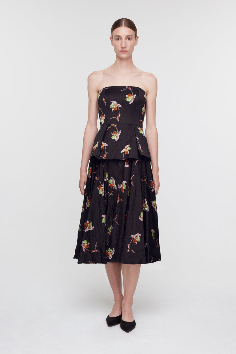 EMILIA WICKSTEAD Nera Skirt in Black Satin outlook