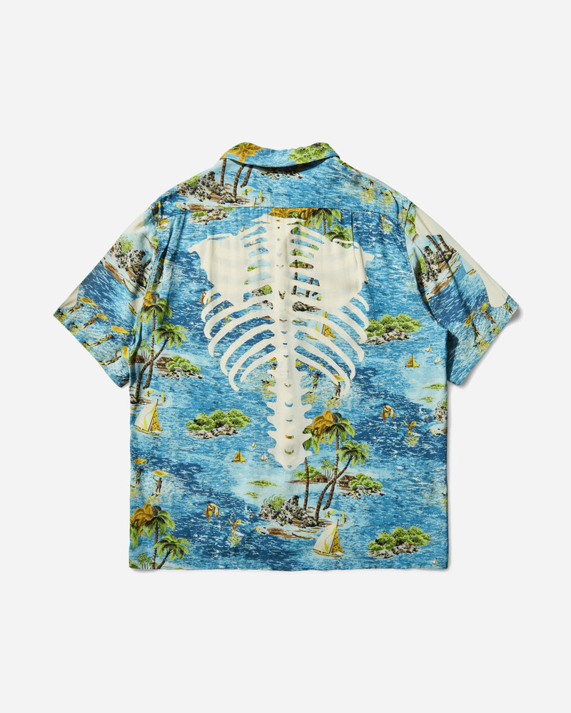 Kapital Men's Rayon Kamekameha Bone Aloha Shirt Blue outlook