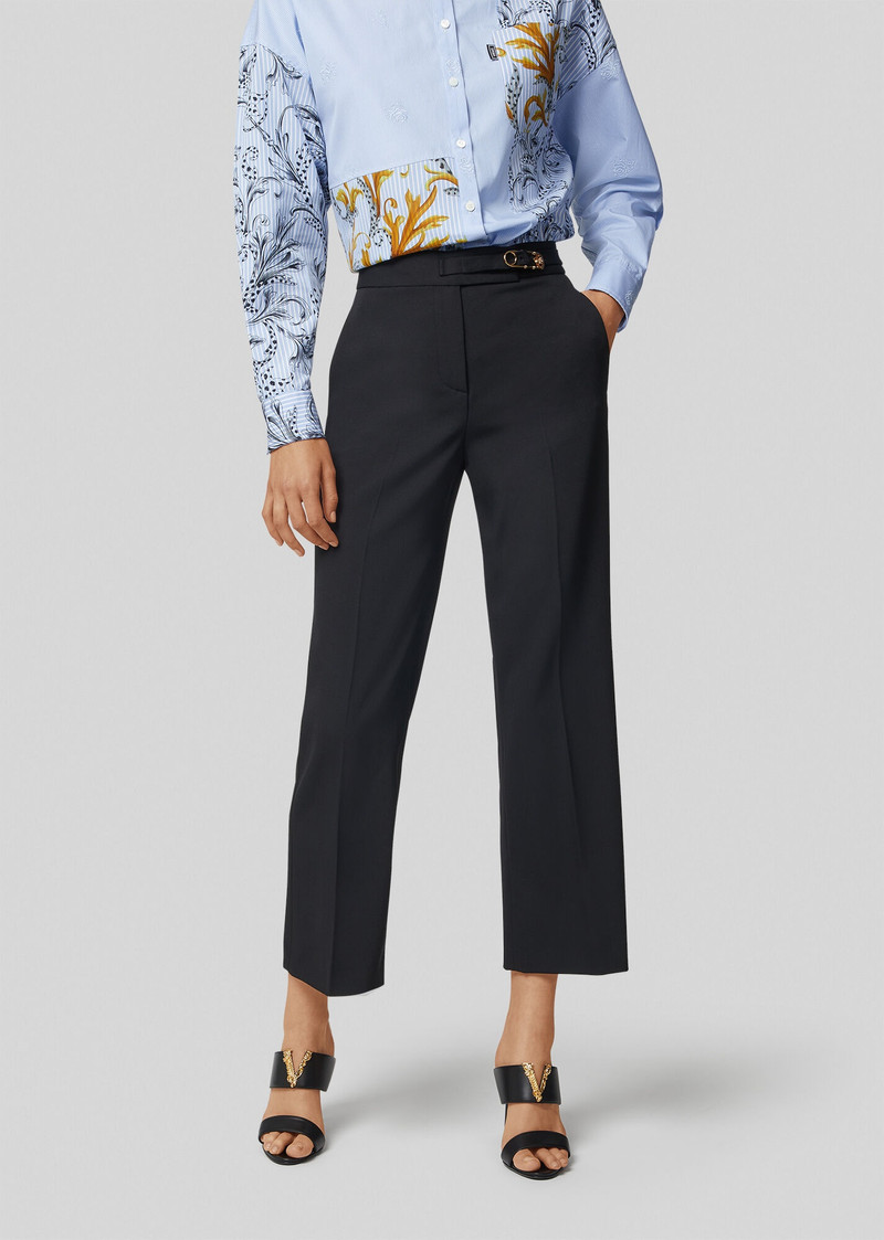 VERSACE Safety Pin Wool Granite Trousers outlook
