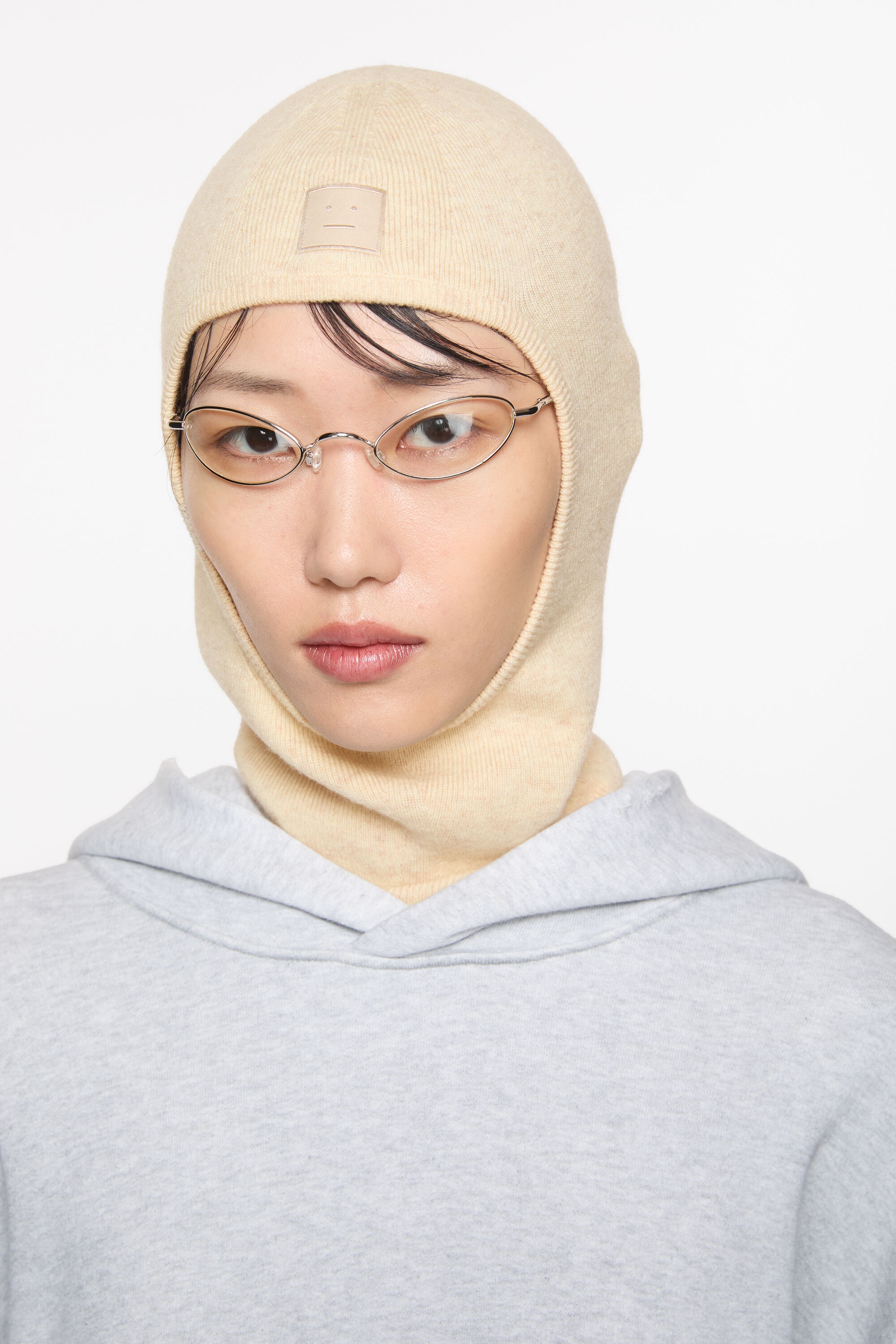 Face logo balaclava beanie - Oatmeal melange - 2