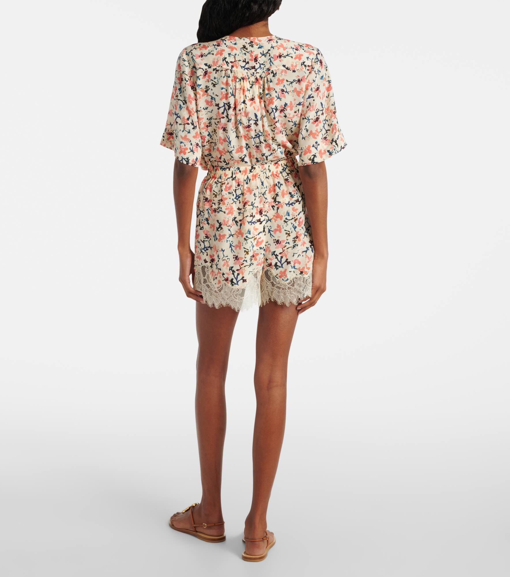 Noella floral lace-trimmed silk shorts - 3