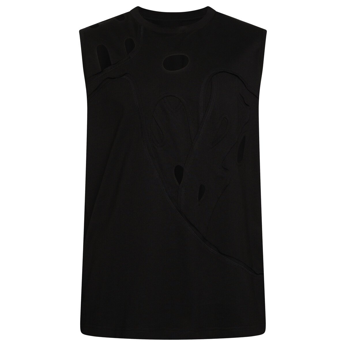 Chinese Character Cut-Out Vest in Black - 1