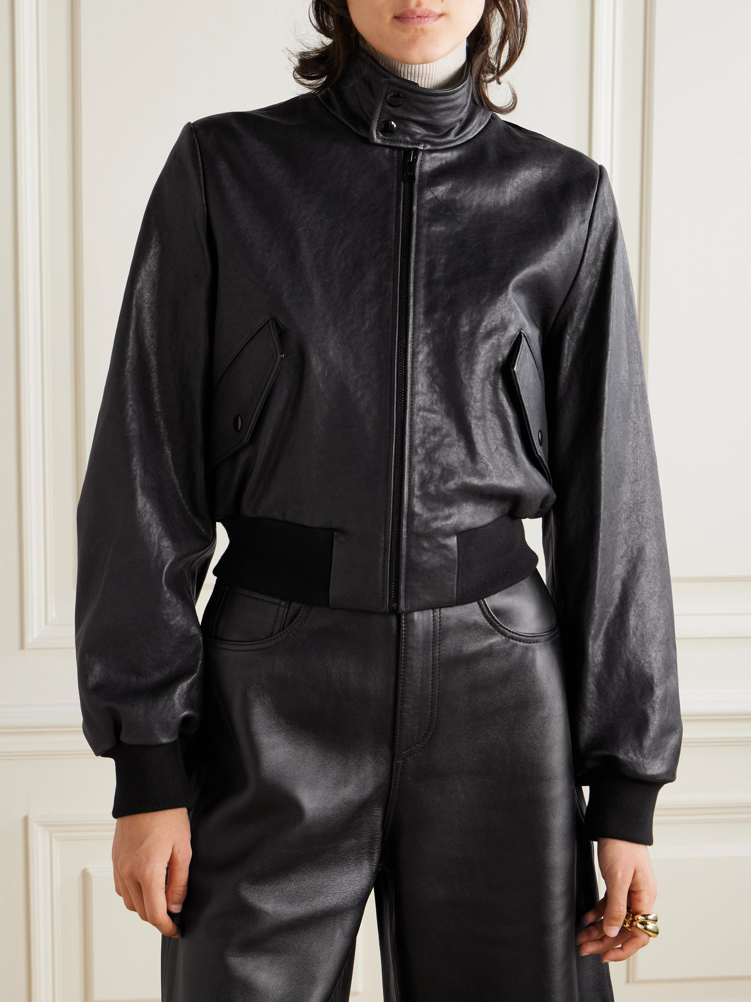 The Harrington leather jacket Black - 3