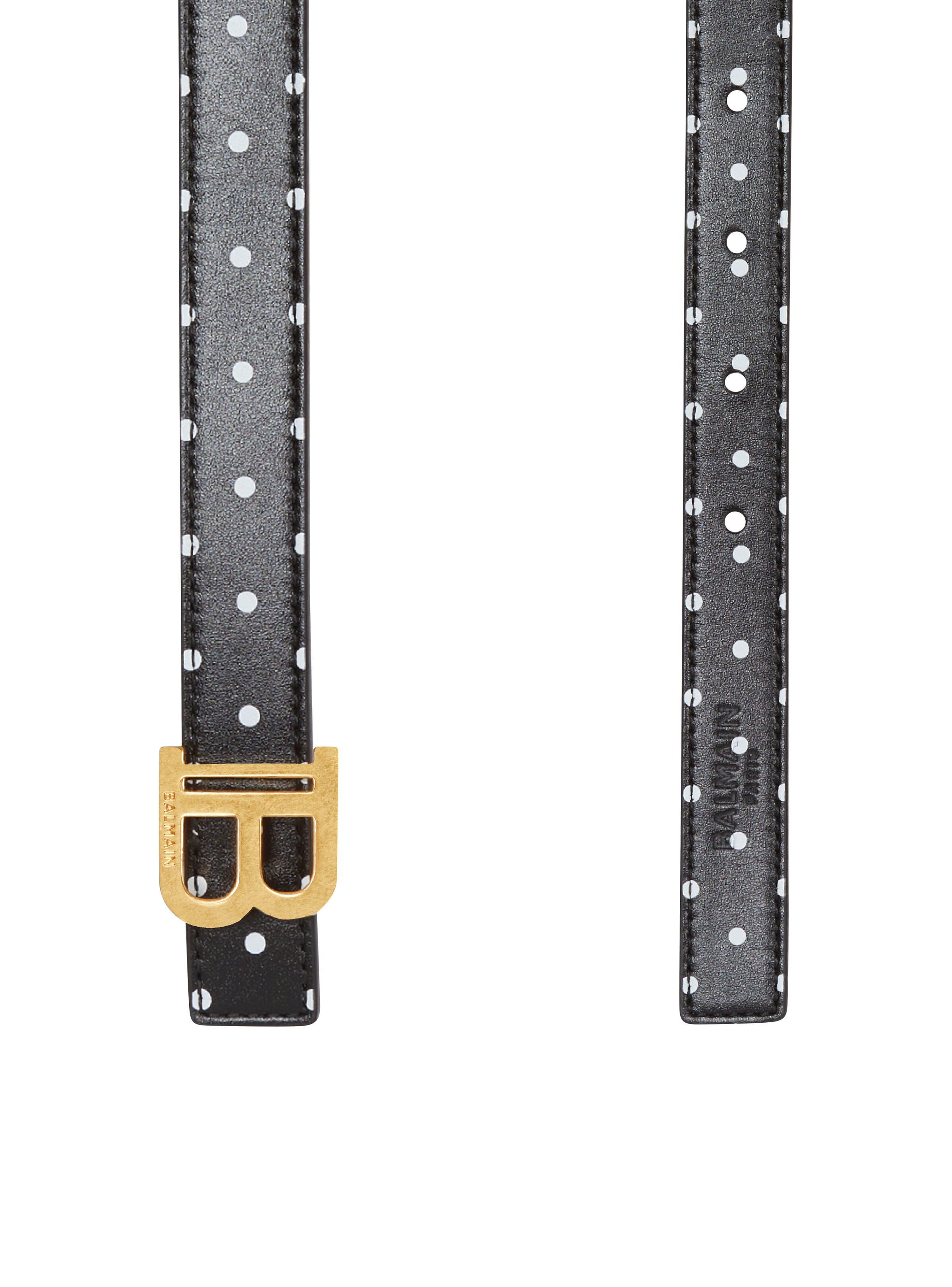 Thin reversible calfskin B-Belt with Polka Dots print - 4