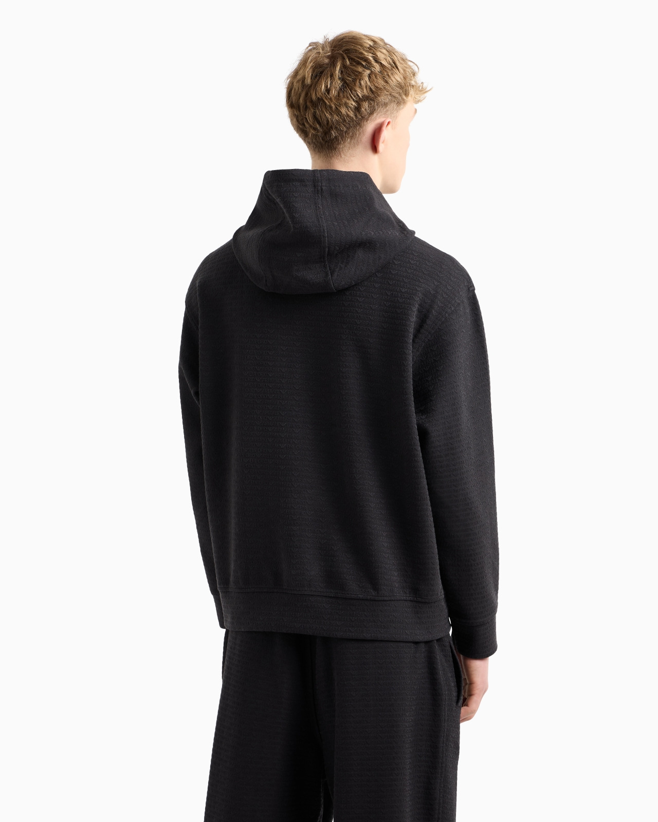 ASV JERSEY-LYOCELL BLEND HOODED SWEATSHIRT WITH ALL-OVER LETTERING - 3