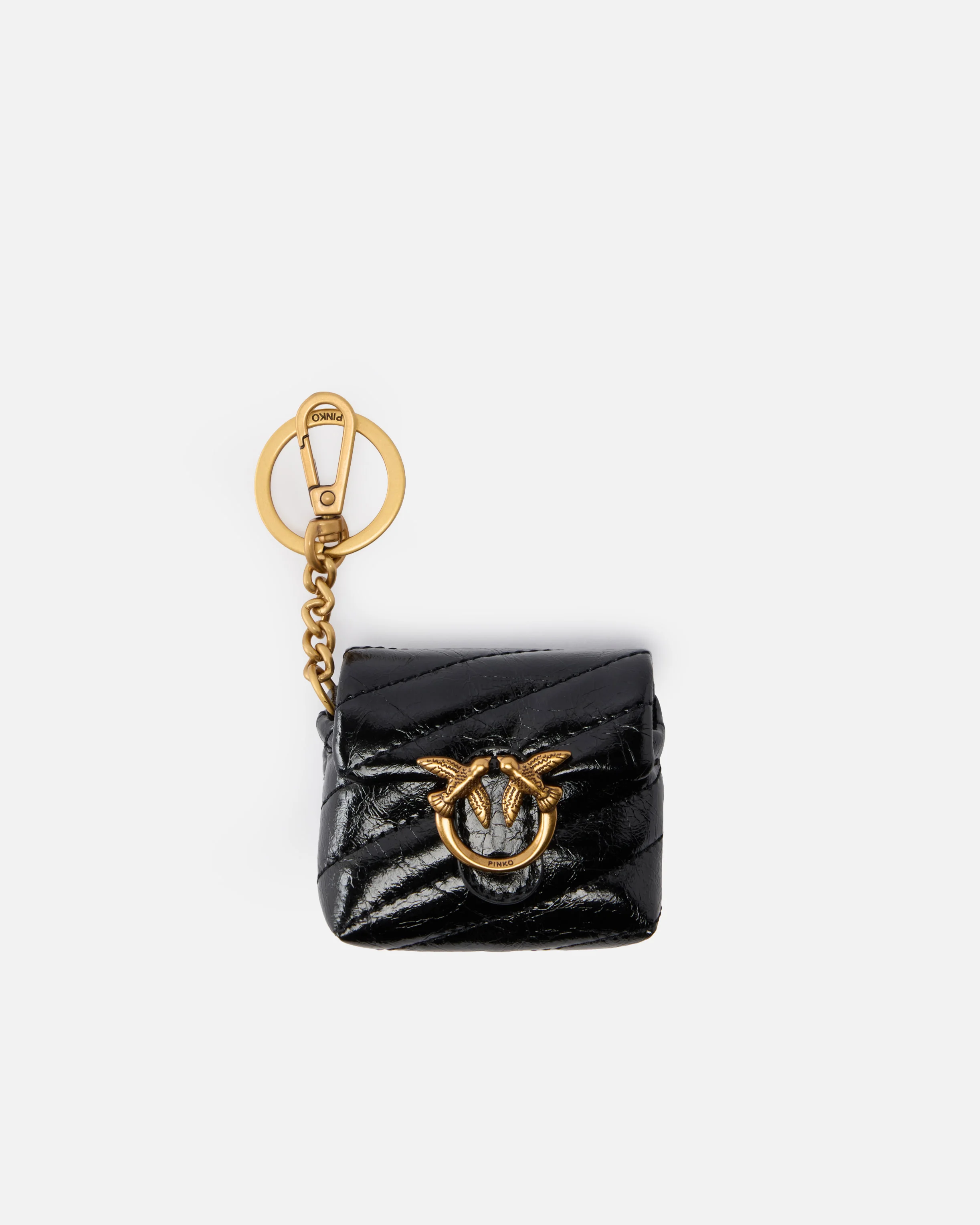 QUILTED AIRPODS CASE IN SHINY LEATHER WITH LOVE BIRDS LOGO - 1