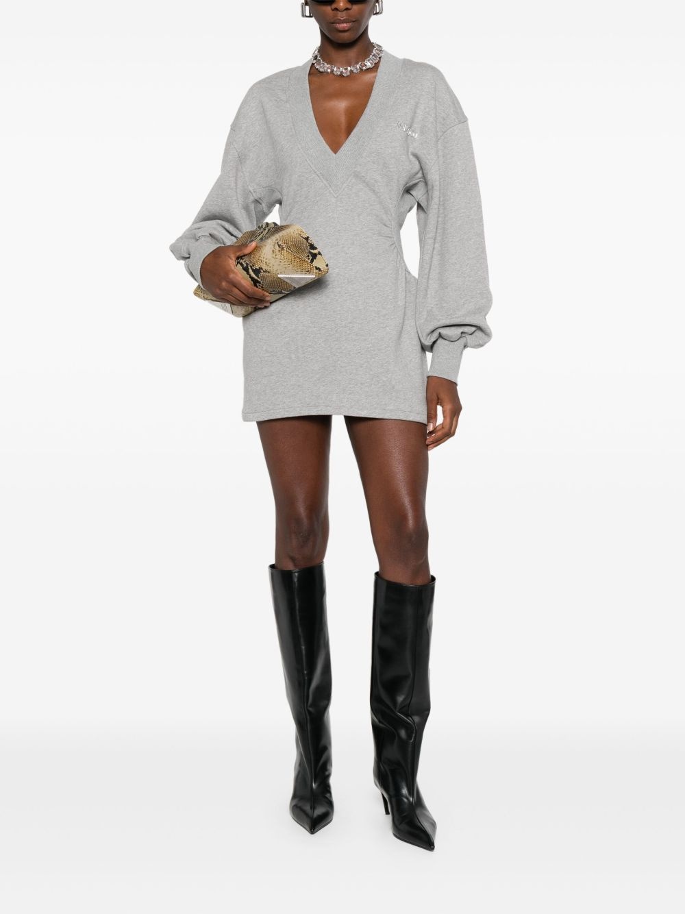 V-neck long-sleeves mini dress - 2