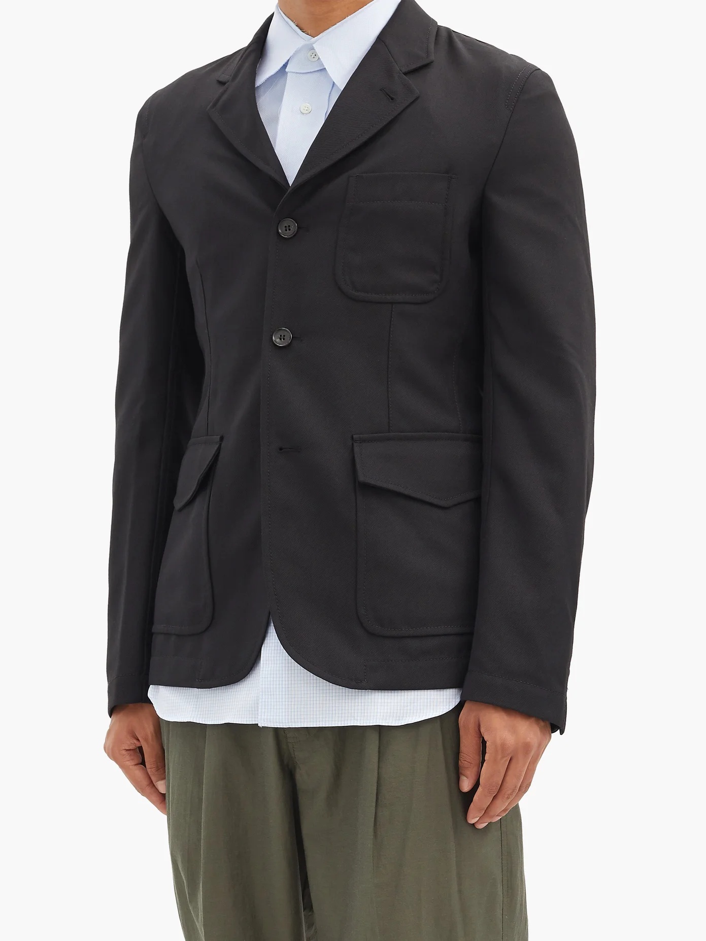 Patch-pocket single-breasted twill jacket - 6