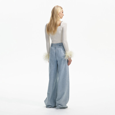 self-portrait Off White Knit Feather Top outlook