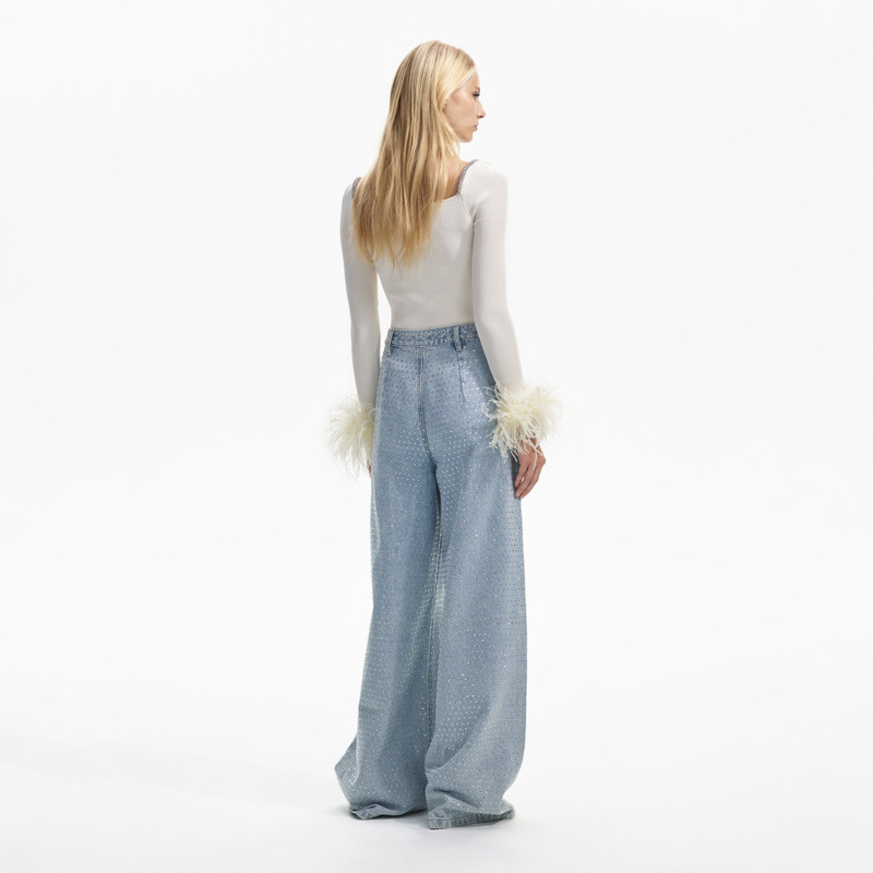 self-portrait Off White Knit Feather Top outlook