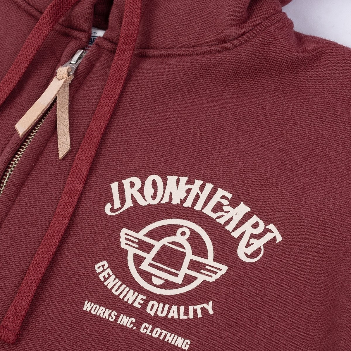 IHSW-58-BUR Printed 14oz Ultra Heavyweight Loopwheel Cotton Zippered Hoodie - Burgundy - 8