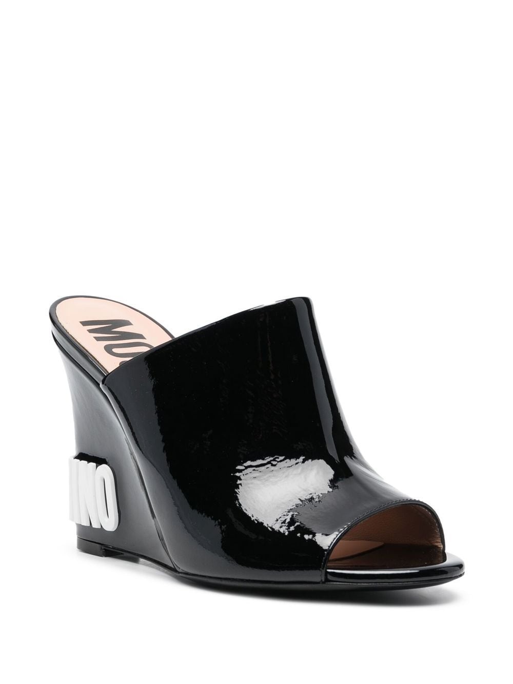 embossed-logo wedge mules - 2