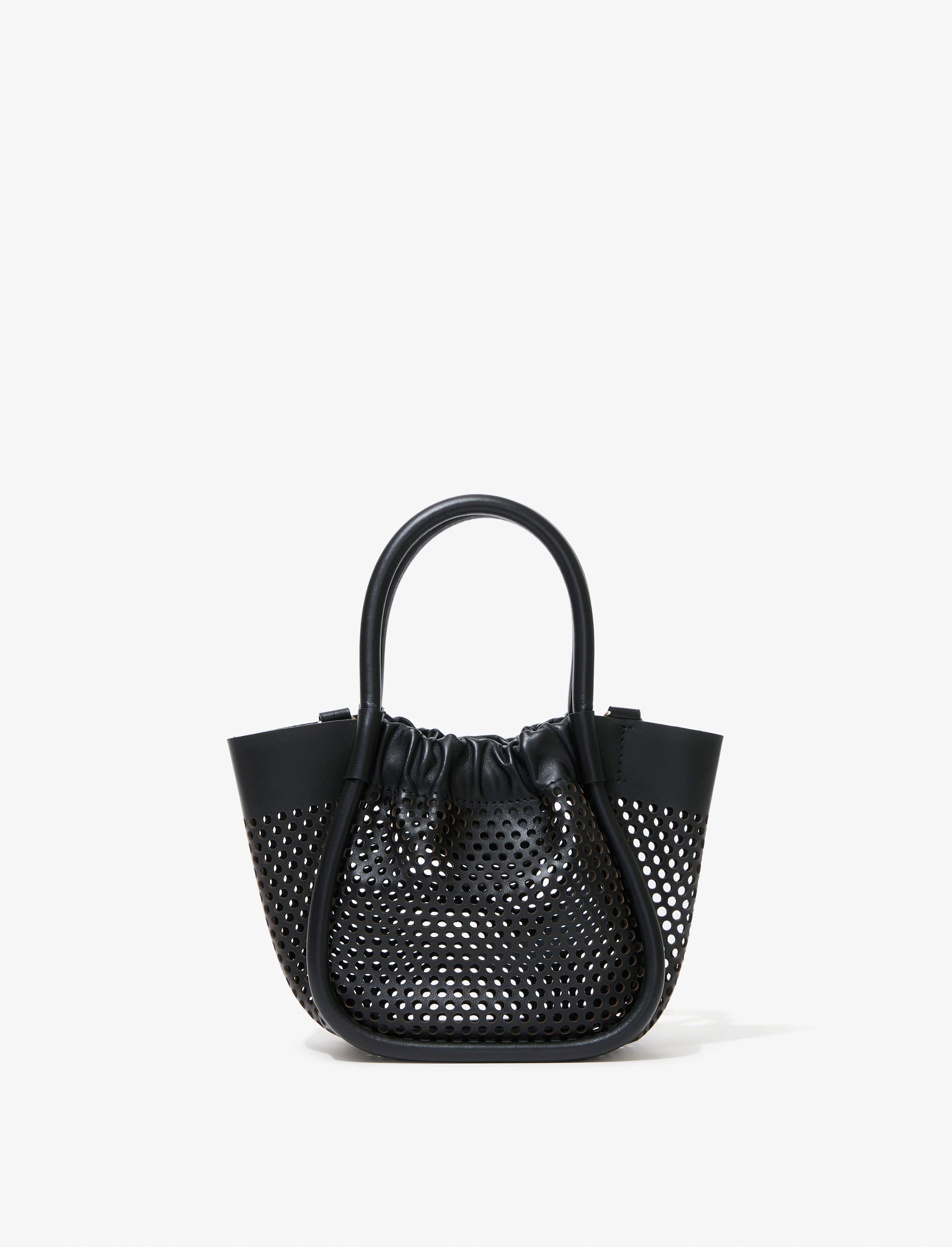 Extra Small Ruched Tote in Perforated Leather - 1