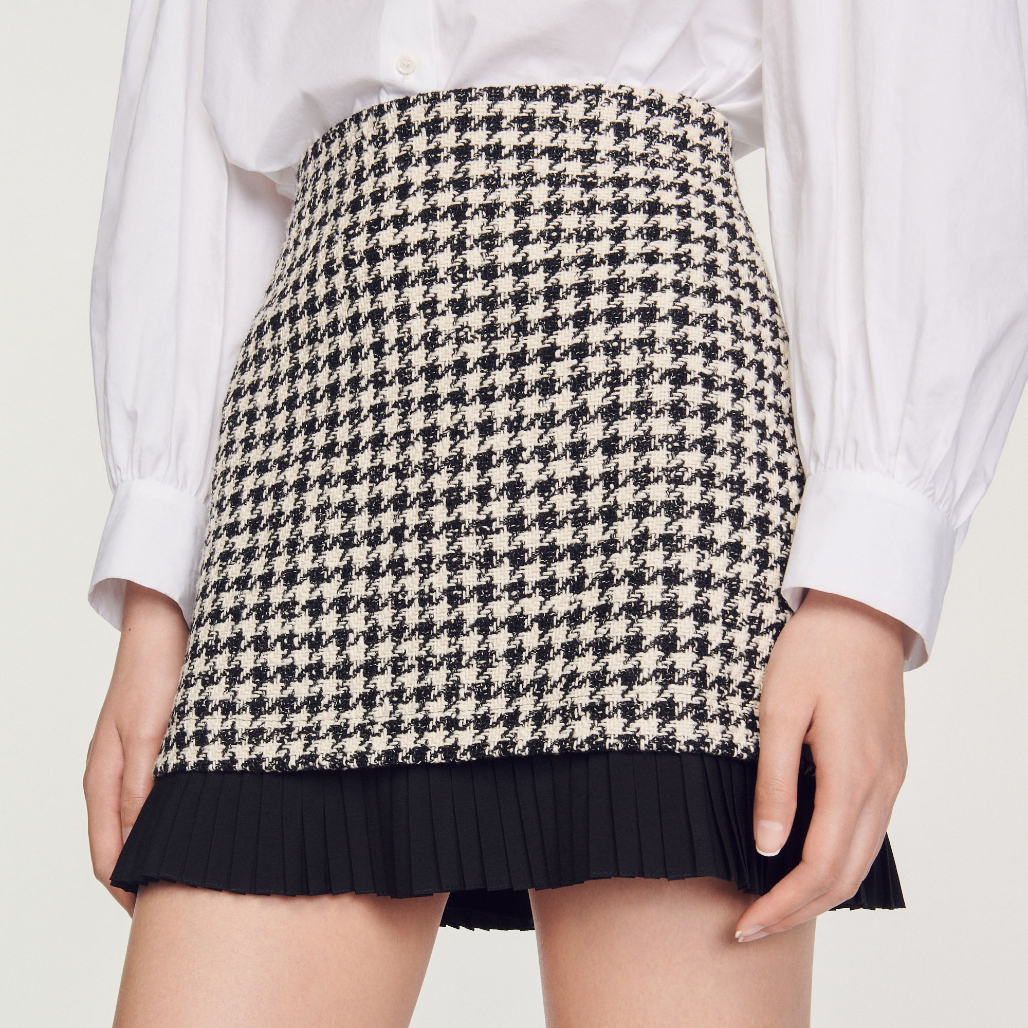 Short houndstooth tweed skirt - 4