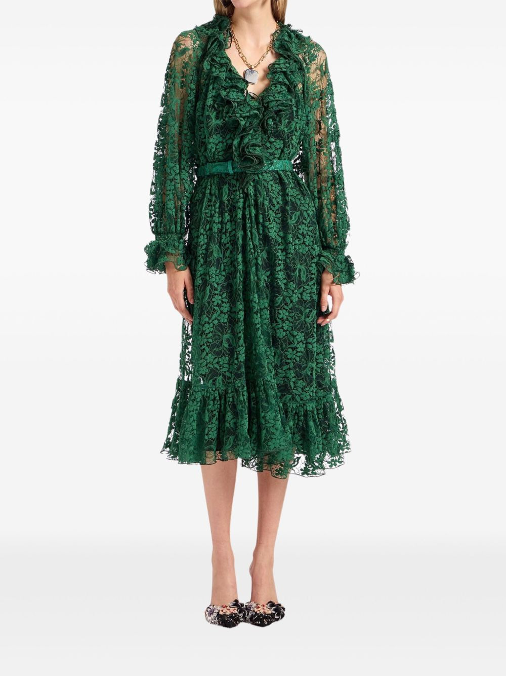 lace-embellishment midi dress - 2