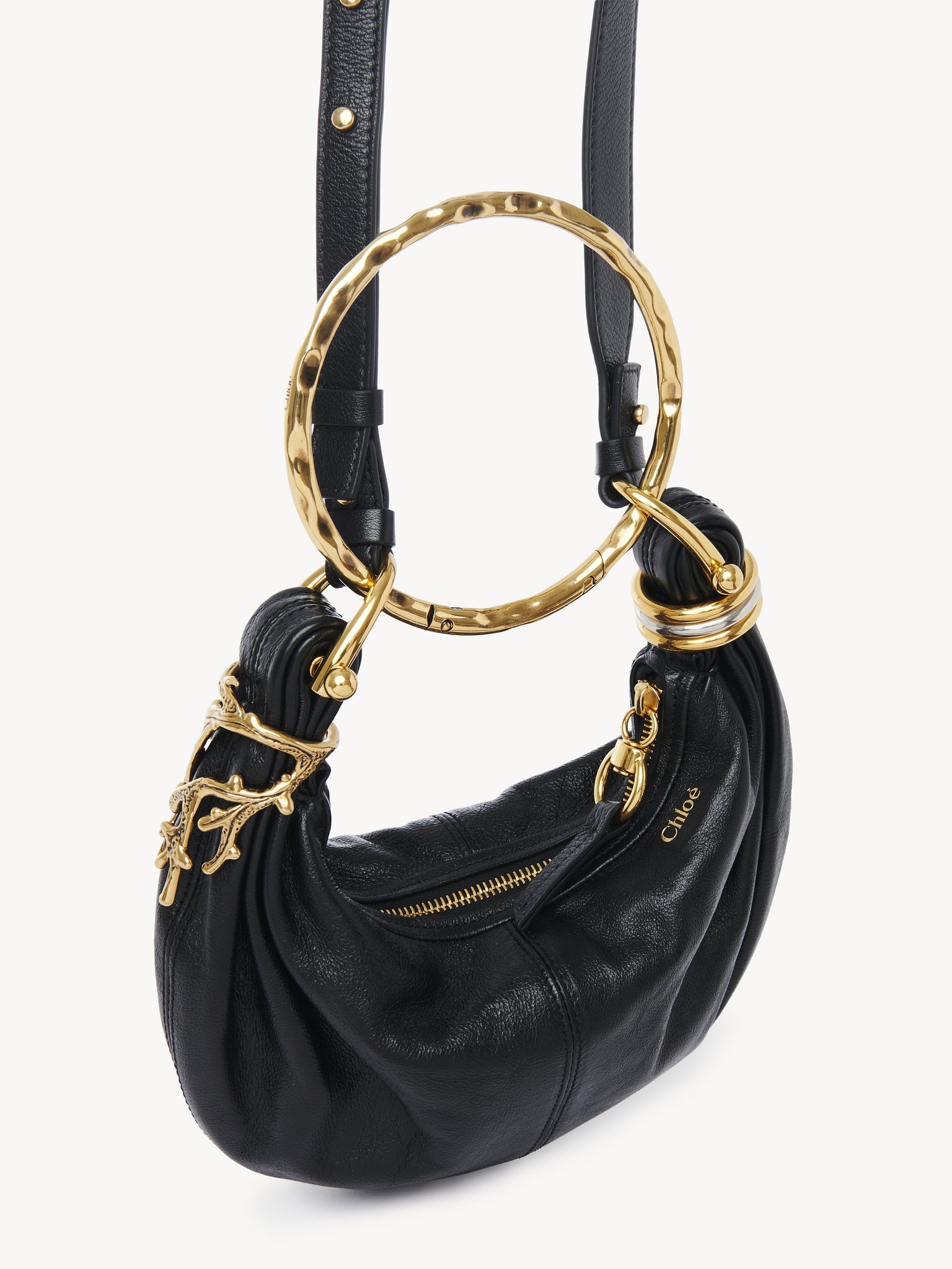 MINI BRACELET HOBO BAG IN GRAINED LEATHER - 3
