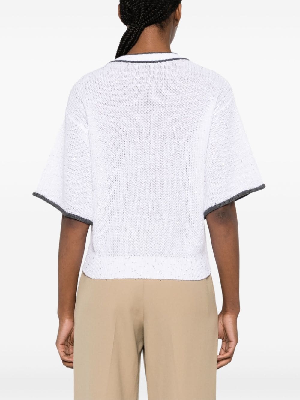 contrasting-border knitted top - 4