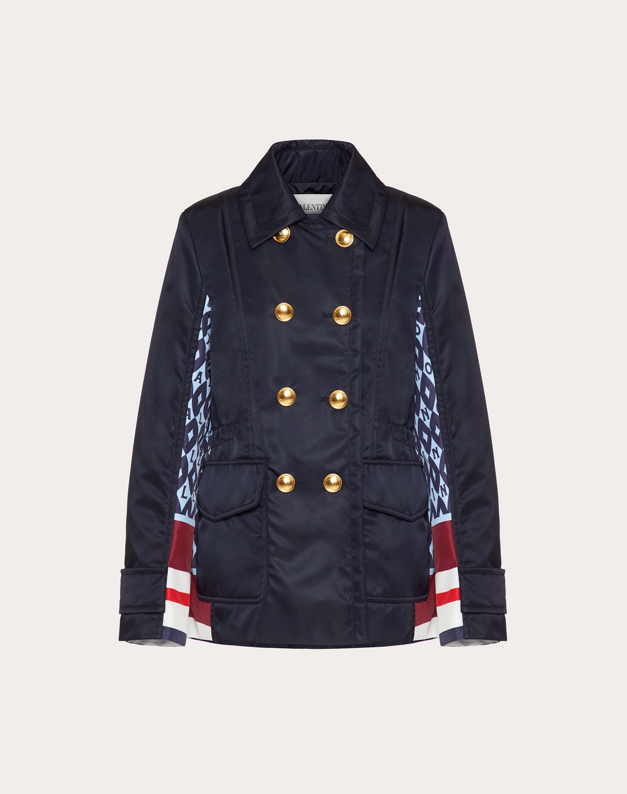 PRINTED NYLON PEA COAT - 1