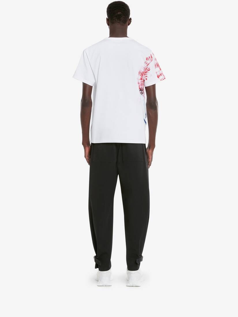 Men's Engineered Paint Skull T-shirt in White - 4