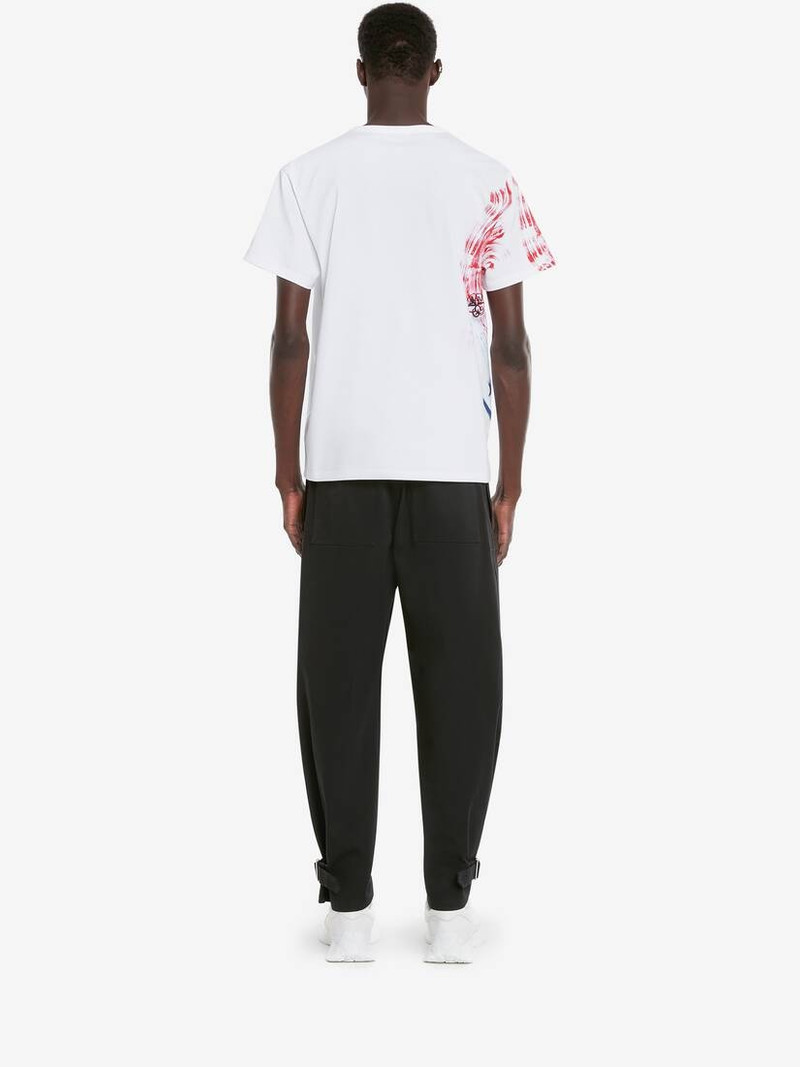 Men's Engineered Paint Skull T-shirt in White 4