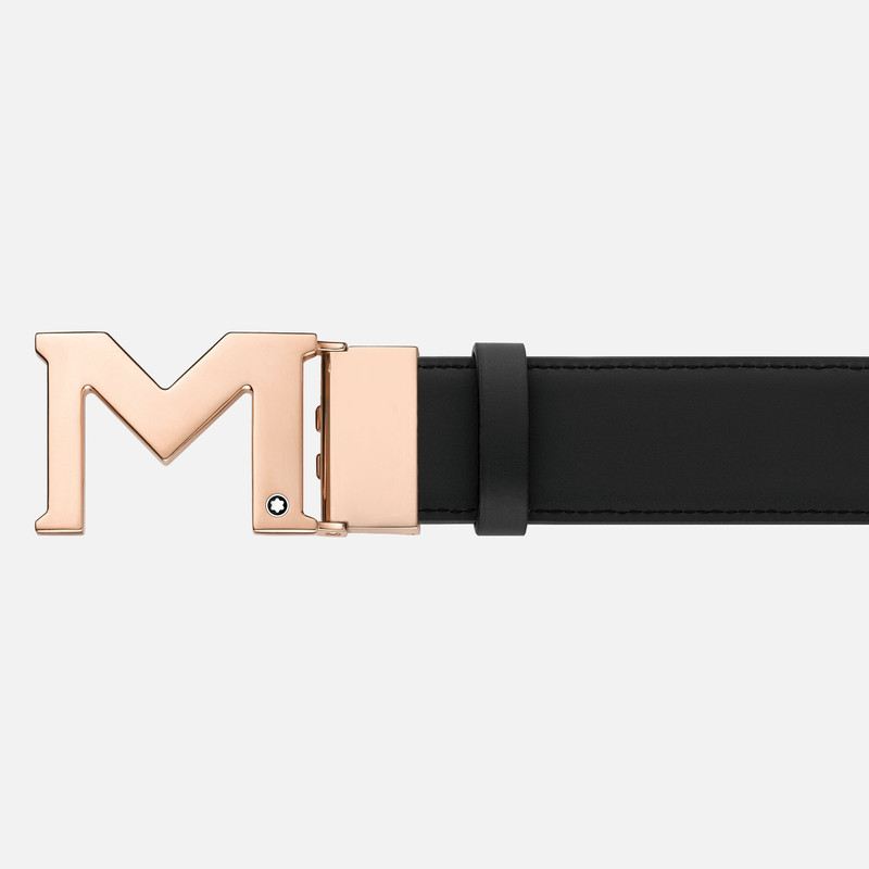 M buckle black/blue 35 mm reversible leather belt 1