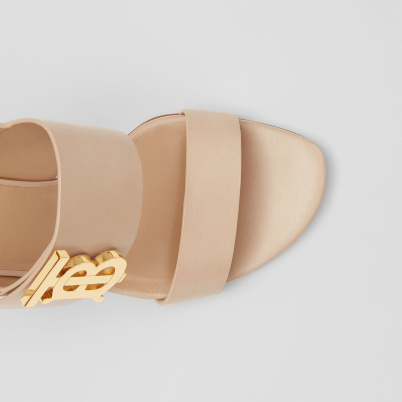 Burberry Monogram Motif Leather Block-heel Sandals outlook