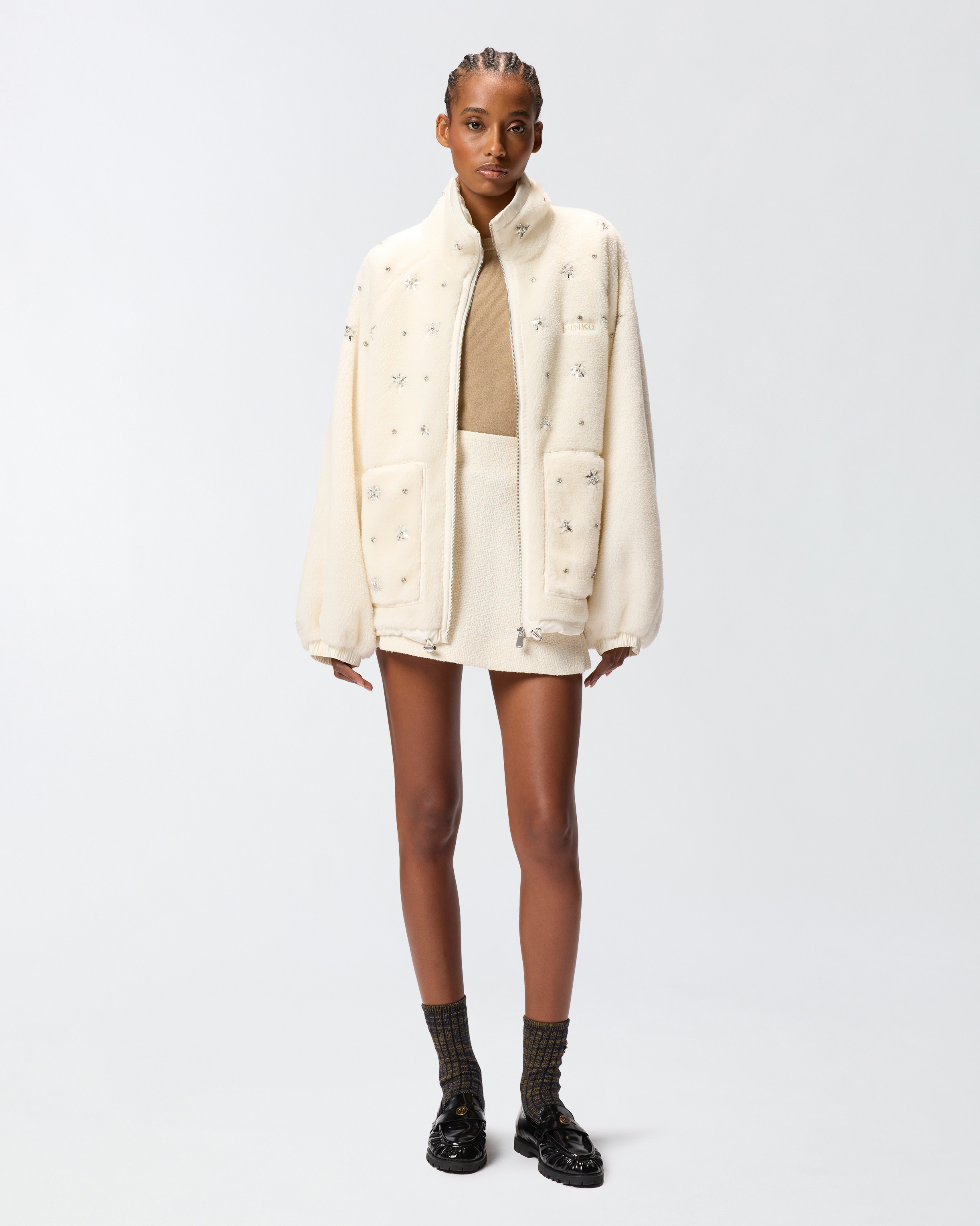 FLEECE BOMBER JACKET WITH JEWEL EMBROIDERY - 3