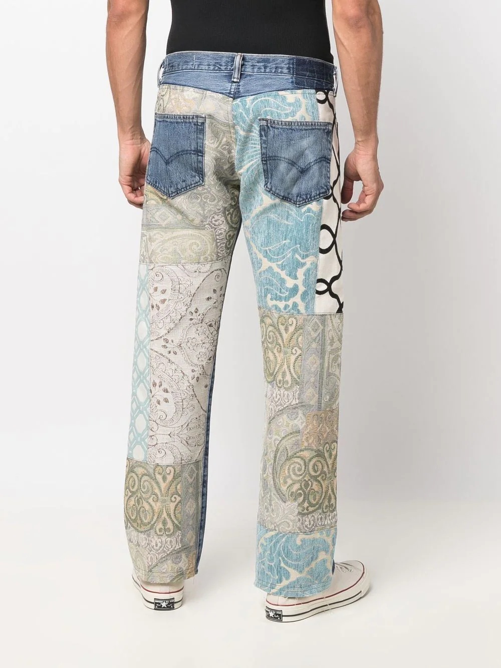 mix-print straight jeans - 4