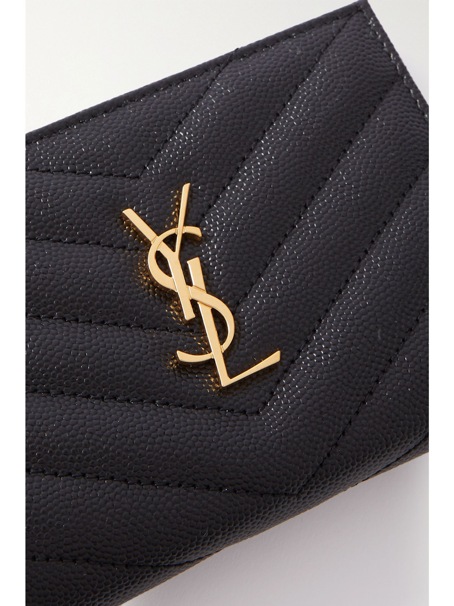 Cassandre quilted textured-leather wallet Black - 4