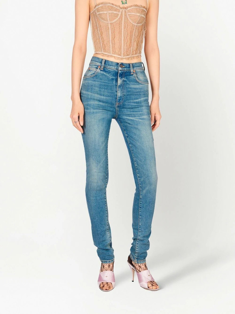 Horsebit-detail stonewashed skinny jeans 3
