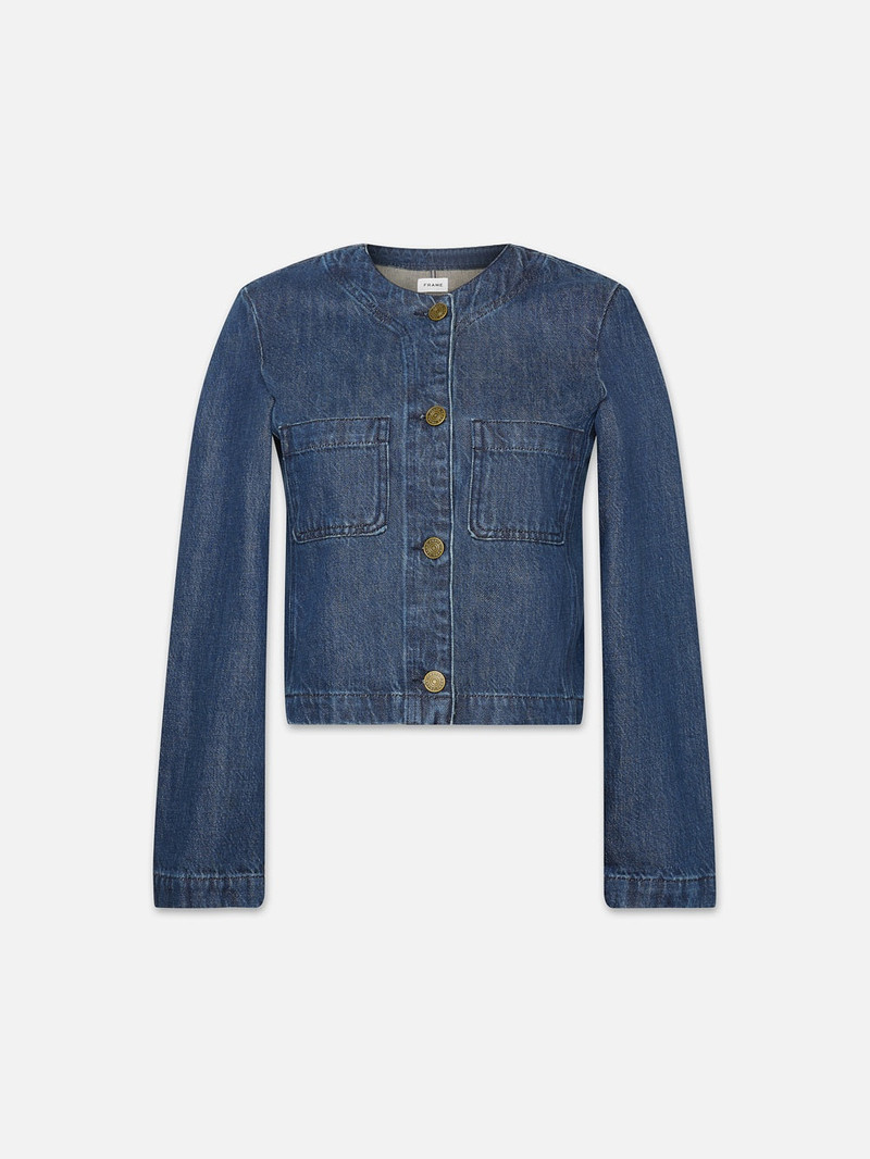 Collarless Button Front Jacket in Cleopatra 1