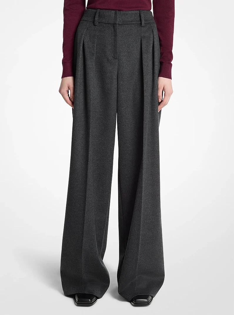 Cashmere Pleated Slouch Trousers - 1