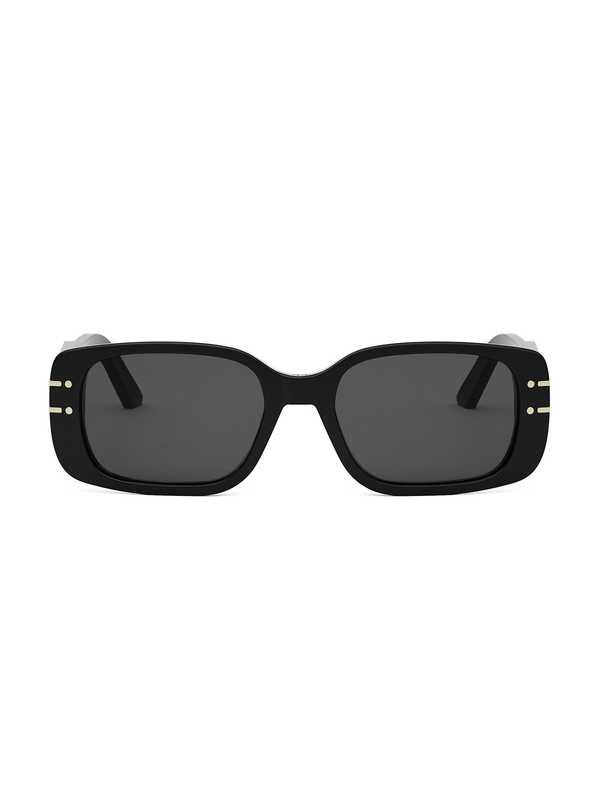 Women's DiorSignature S12I 53MM Rectangular Sunglasses - Dark Grey Black - 1